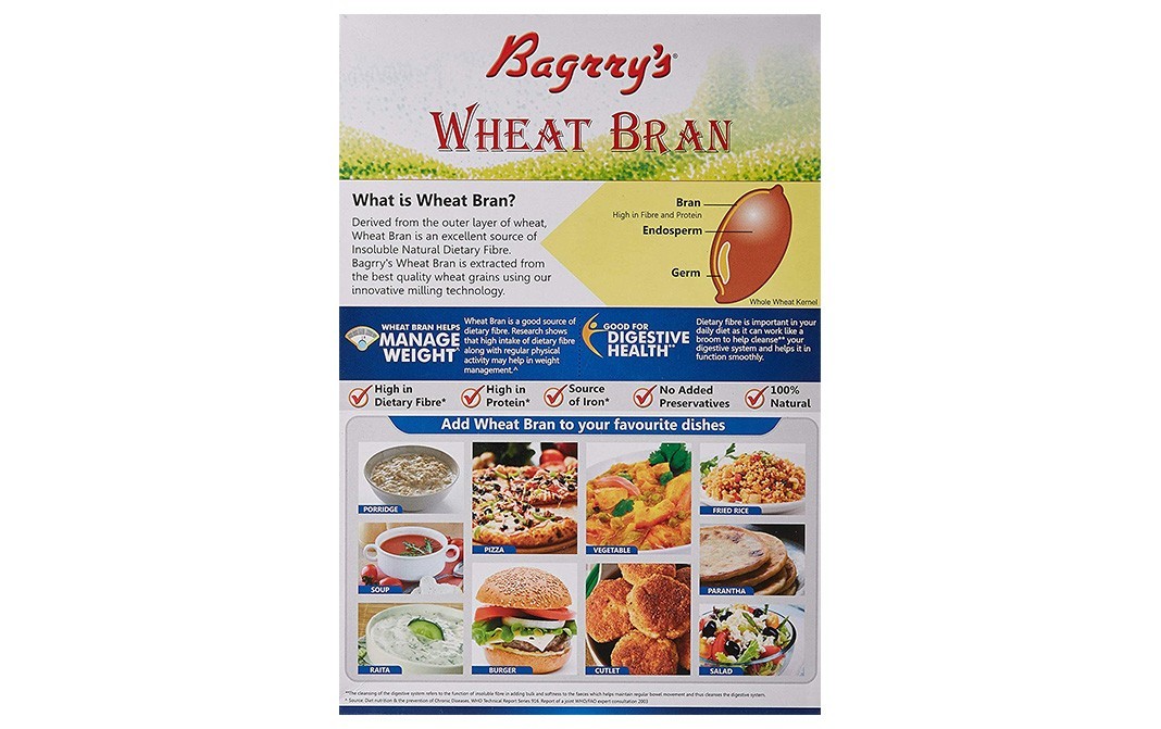 Bagrry's Wheat Bran Healthy & High Fibre   Box  500 grams
